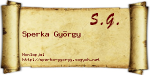 Sperka György névjegykártya